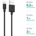 RAVPOWER RP-CB030 1 metre Apple MFI Lisanslı Lightning Şarj/Data Kablosu Siyah