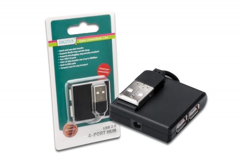 DIGITUS DA-70217 USB2.0 Hub 4 Port Siyah Çoklayıcı