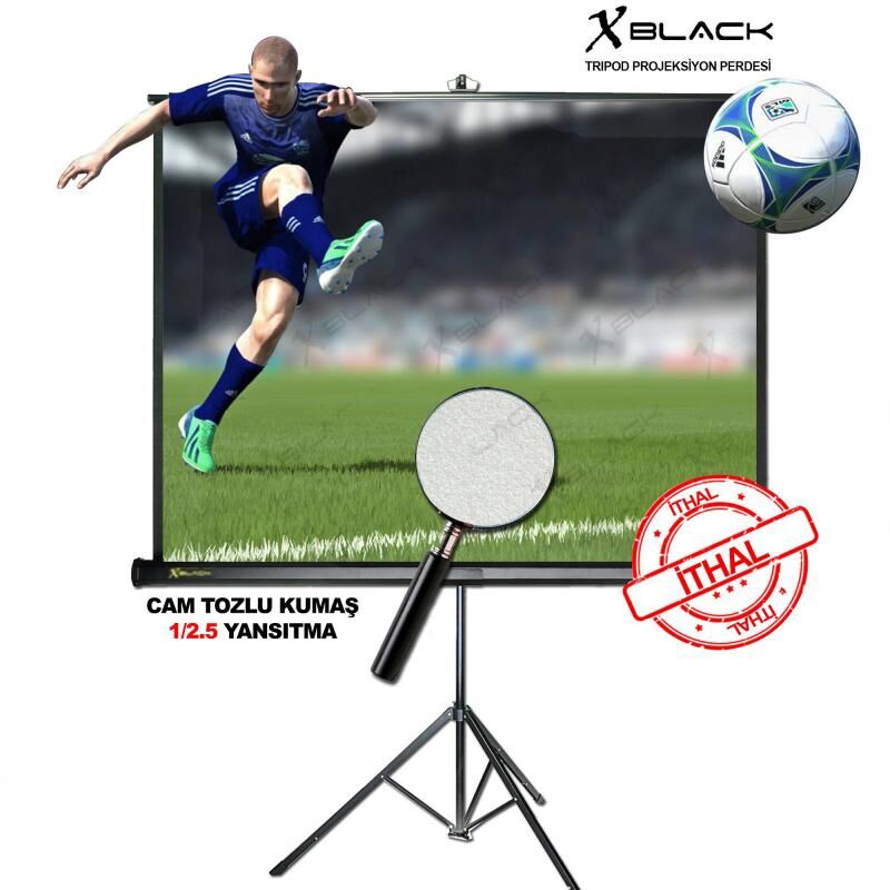 CODEGEN 180x180 Pro Siyah Fonlu Cam Tozlu Portatif Projeksiyon Perdesi XGT-180