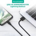 RAVPOWER RP-CB031 2 metre Apple MFI Lisanslı Lightning Şarj/Data Kablosu Siyah