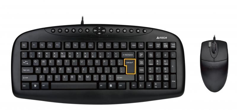 A4 TECH KB-21620D-USB Kablolu USB Q Türkçe Multimedya Klavye + 4B+1 Optik Mouse Gümüş/Siyah