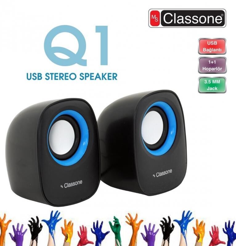 CLASSONE K3001 USB2.0 1+1 Siyah,Mavi Hoparlör