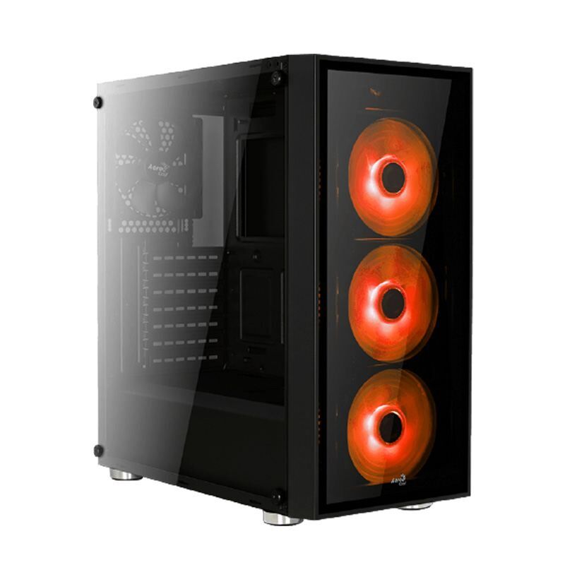 AEROCOOL AE-QRTZ-RD750VX 750W GÜÇKAYNAKLI QUARTZ KIRMIZI LED FANLI ,CAM YAN PANEL SİYAH ATX KASA