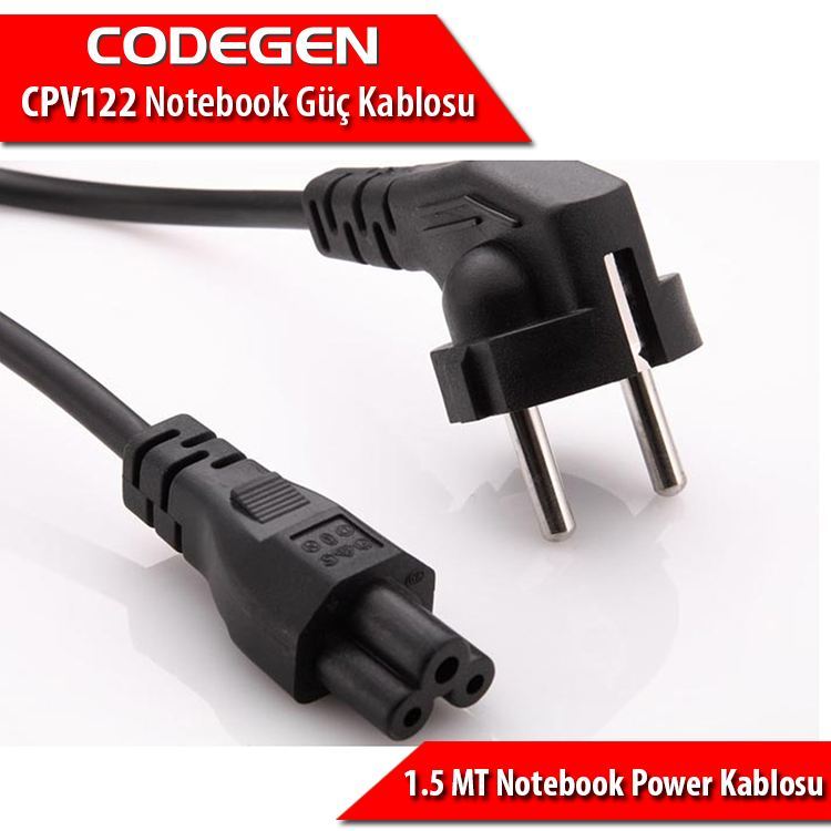 CODEGEN 1.5m 0.55mm Kalınlıkta Notebook Güç Kablosu CPV122