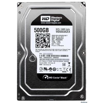 WD 500GB 3.5'' 7200RPM 64MB Sata3 Black Masaüstü Gaming Dahili HDD WD5003AZEX