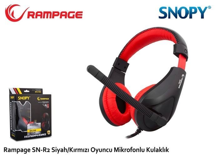 RAMPAGE Kablolu Mikrofonlu Siyah-Kırmızı Gaming Kulak Üstü Kulaklık SN-R2K