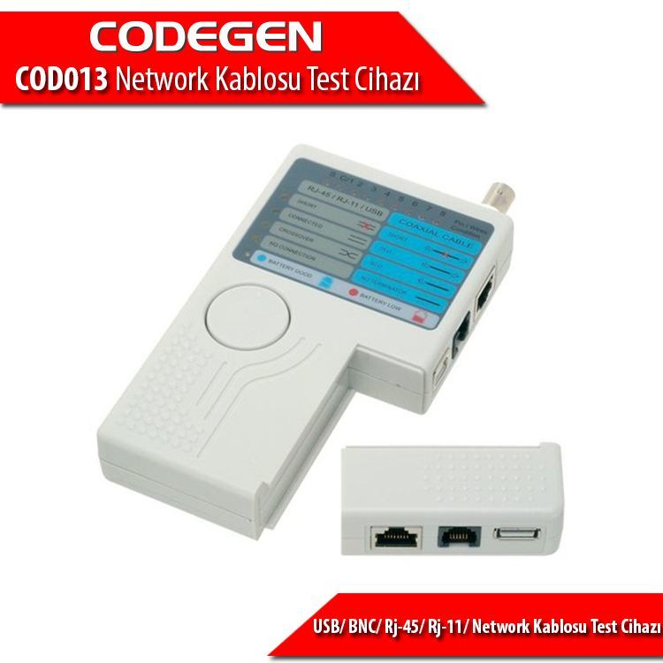 CODEGEN RJ-45/ RJ-11/ USB / BNC Network Kablosu Test Cihazı COD013