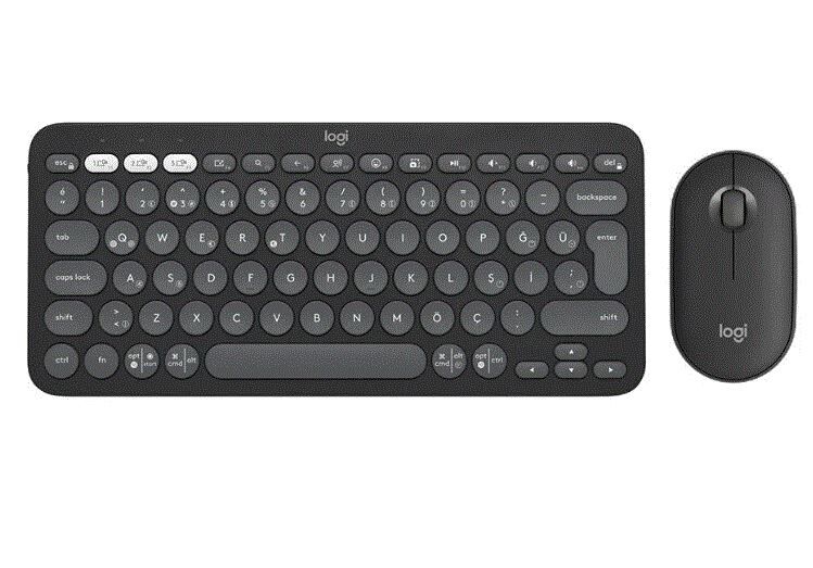 LOGITECH 920-012245 Pebble 2 Multi-Device Bluetooth Klavye Mouse Seti Grafit