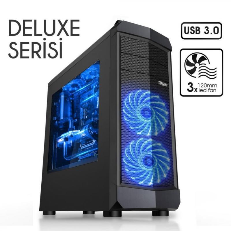 BOOST Pencereli Midi Tower Powersız Siyah Kasa
