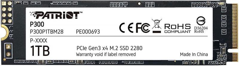 PATRIOT P300P1TBM28 1TB P300 M.2 2280 PCIE Gen3 x 4 2100MBS/1650MBS Flash SSD