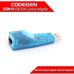 CODEGEN USB-RJ45 Çevirici Adaptör Ethernet Adaptörü COD019