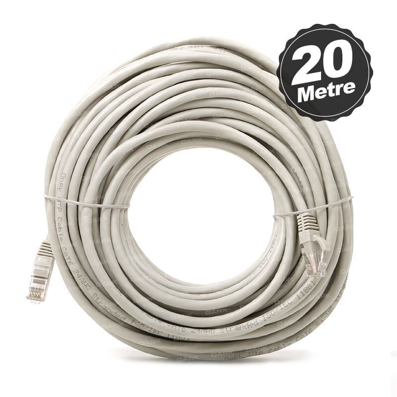 DARK CAT6 20M UTP Awg 24/7 Bakır Gri Patch Network Kablosu DK-CB-NT6U2000G