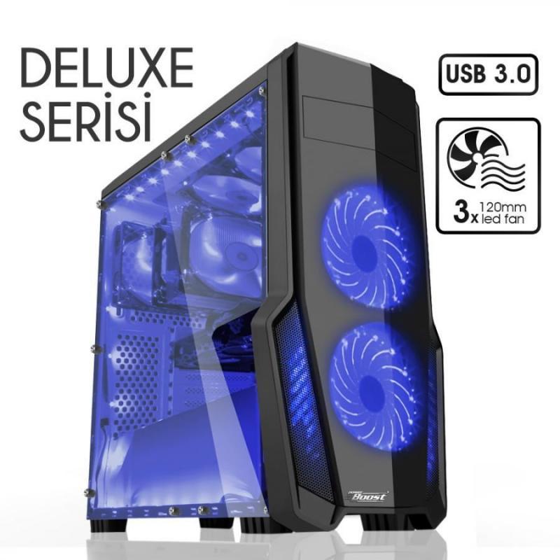 BOOST Pencereli Midi Tower Powersız Siyah Kasa