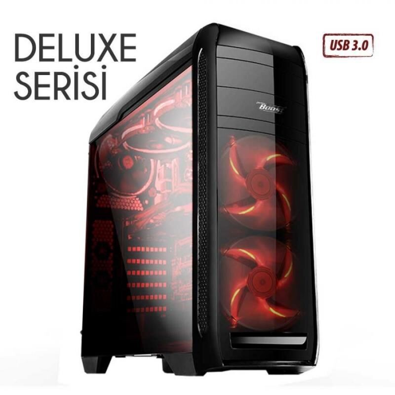 BOOST Pencereli Midi Tower Powersız Siyah Kasa