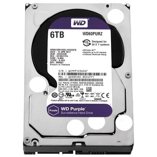 WD WD60PURZ 6TB Purple Sata 3.0 5400RPM 64MB 3.5'' Dahili Güvenlik Diski