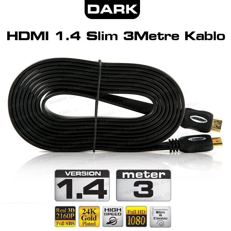DARK 3M v1.4 4K/3D ve Ağ Destekli Altın Uçlu HDMI Görüntü Kablosu