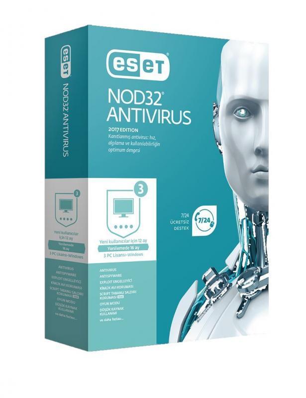 Eset NOD32 V10, 3 Kullanıcı, 1 Yıl , Kutu Antivirüs