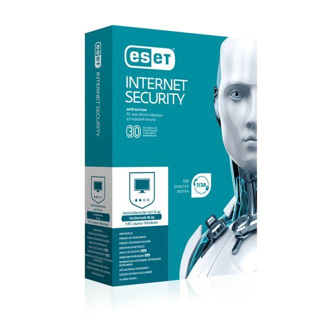 ESET INTERNET SECURITY V10 TR 1 KULLANICI 1 YIL