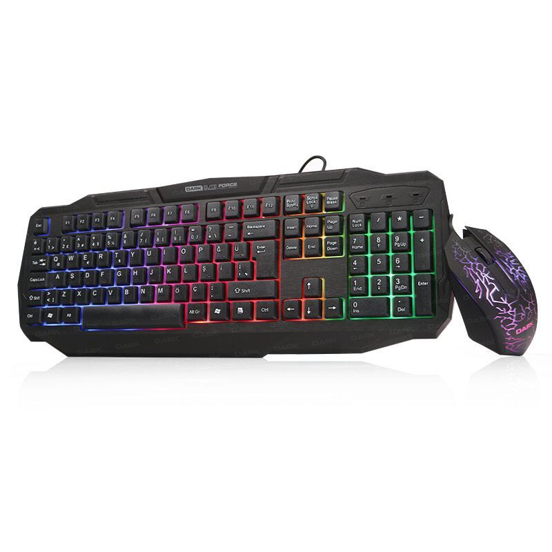 DARK Kablolu USB RGB Aydınlatmalı Q Gaming Klavye,Mouse Set DK-AC-GKM1000