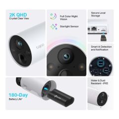 TP-LINK TAPO-C420S2 Tapo Smart Wire-Free Security Camera System,2 Camera System