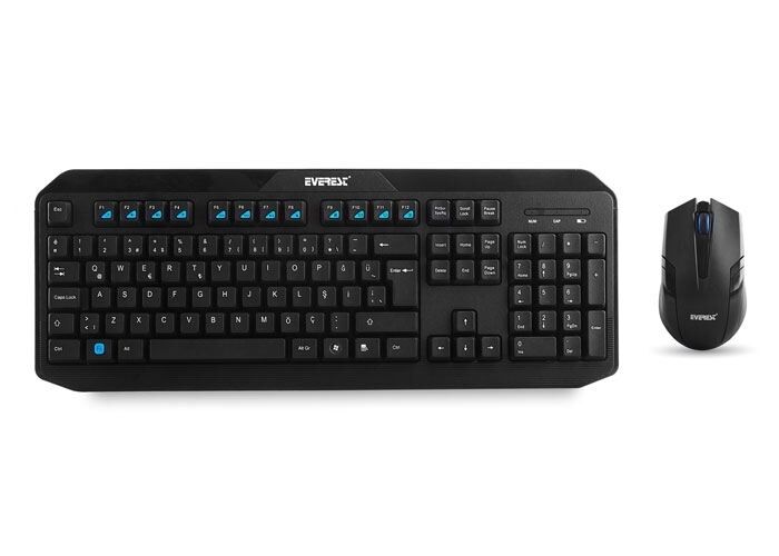 EVEREST KM-8000 Kablosuz Q Multimedya Siyah Klavye,Mouse Set