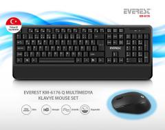 EVEREST Kablosuz Siyah Combo Q Multimedya Klavye,Mouse Set KM-6176