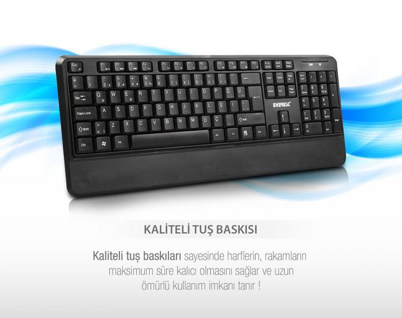 EVEREST Kablosuz Siyah Combo Q Multimedya Klavye,Mouse Set KM-6176