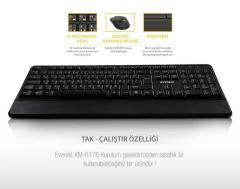 EVEREST Kablosuz Siyah Combo Q Multimedya Klavye,Mouse Set KM-6176