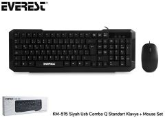 EVEREST KM-515 USB Combo Q Standart Siyah Klavye,Mouse Set
