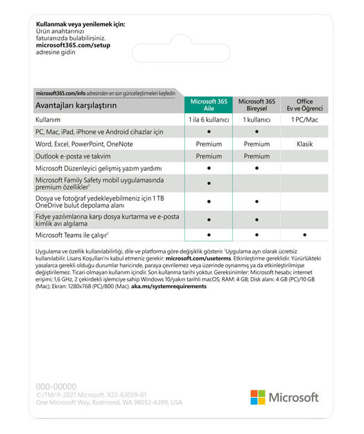 Microsoft Office 365 Aile Türkçe Yeni