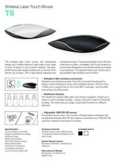 RAPOO T8 Laser Multi-Touch 1600DPI 5GHz Beyaz Mouse