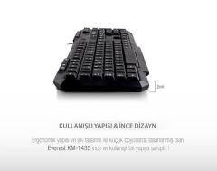EVEREST KM-1435 USB Oyuncu Q Multimedya Klavye,Mouse Set