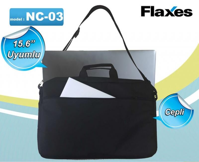 FLAXES 15.6'' Siyah İki Bölmeli Notebook Çantası NC-03