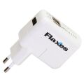 FLAXES FXA-700B 5V 2,1 AMPER    1 AMPER TABLET VE GSM ADAPTÖRÜ - ÇİFT USB BEYAZ