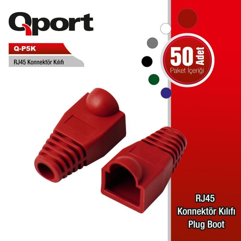 QPORT RJ45 KONNEKTÖR KILIFI - PLUG BOOT 50'Lİ PAKET KIRMIZI - CAT5-CAT6 - CAT7 Q-P5K