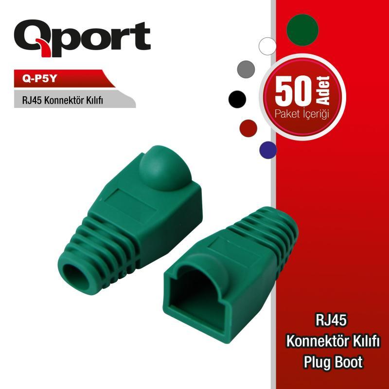 QPORT RJ45 KONNEKTÖR KILIFI - PLUG BOOT 50'Lİ PAKET YEŞİL - CAT5 - CAT6 - CAT7 Q-P5Y