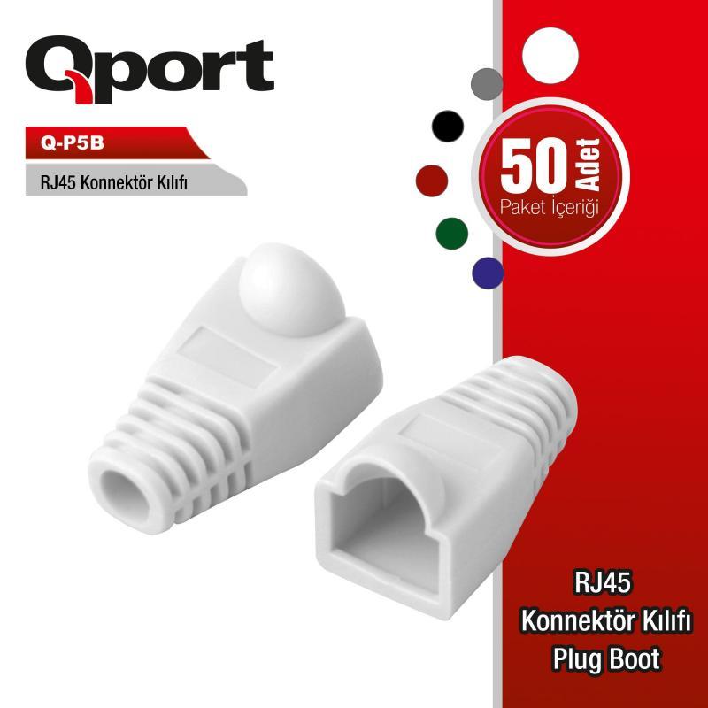 QPORT RJ45 KONNEKTÖR KILIFI - PLUG BOOT 50'Lİ PAKET BEYAZ - CAT5 - CAT6 - CAT7 Q-P5B