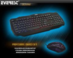 EVEREST Kablolu USB Gökkuşağı Zemin Aydınlatmalı Q Klavye,Mouse Set KMX-86