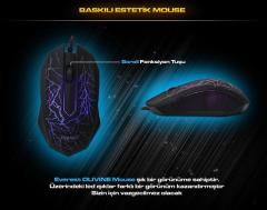 EVEREST Kablolu USB Gökkuşağı Zemin Aydınlatmalı Q Klavye,Mouse Set KMX-86