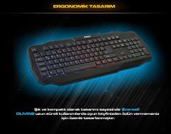 EVEREST Kablolu USB Gökkuşağı Zemin Aydınlatmalı Q Klavye,Mouse Set KMX-86