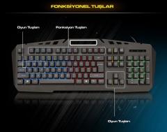 EVEREST USB Gökkuşağı Zemin Aydınlatmalı Q Siyah Gaming Klavye,Mouse Set KMX-99