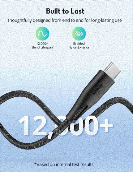 RAVPOWER RP-CB1029 60W Fast charging Type-C to C Cable 1.2m
