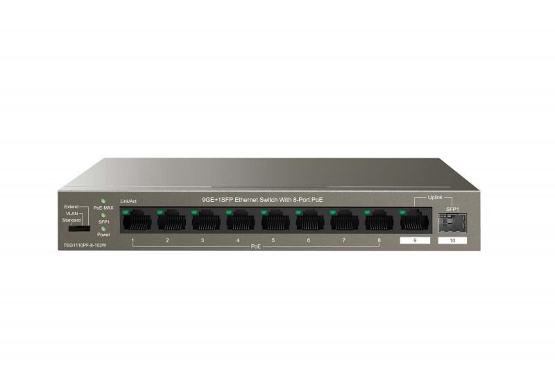TENDA TEG1110PF-8-102W-B TEG1110PF-8-102W 10 Port 8 Port PoE Gigabit Switch