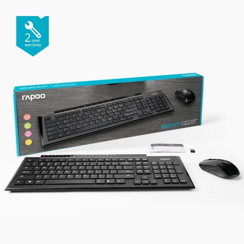Rapoo 8200P Kablosuz Optik Siyah Klavye,Mouse TR