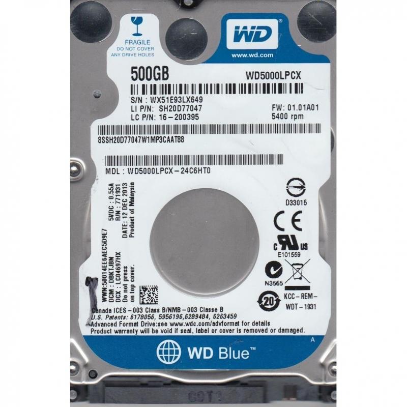 WD WD5000LPCX 500GB Blue Sata 3.0 5400RPM 16MB 2.5'' Dahili Notebook Disk