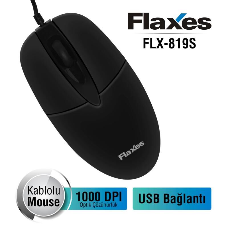 FLAXES FLX-819S 1000DPI USB Kablolu Siyah Mouse