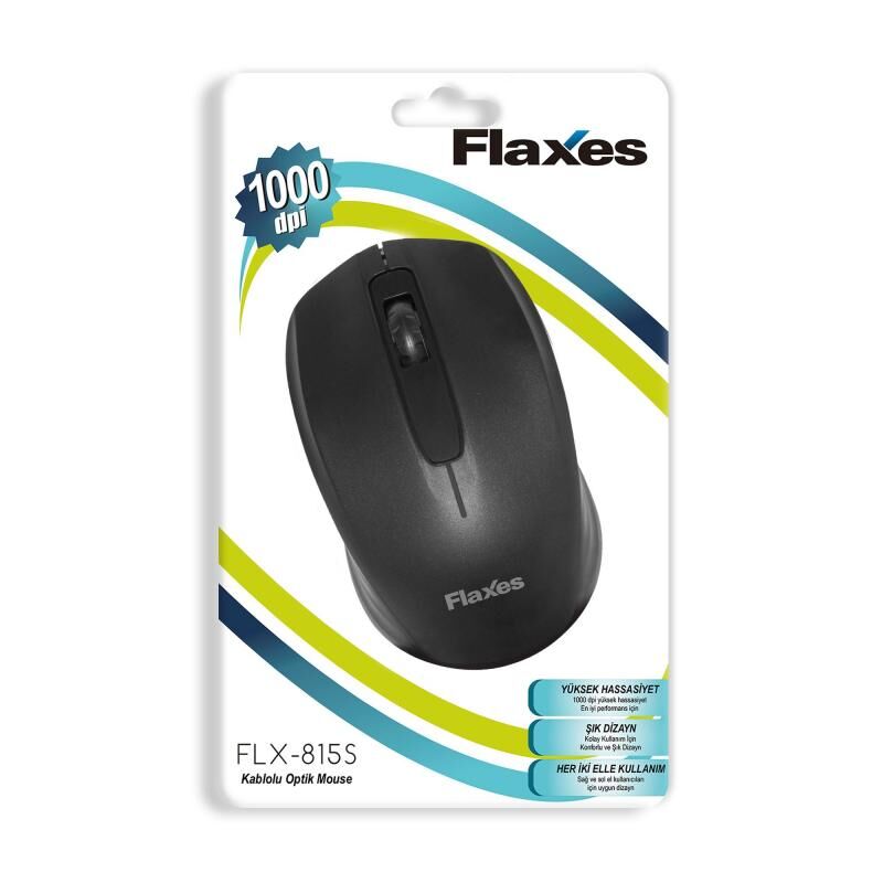 FLAXES FLX-815S 1000DPI USB Kablolu Siyah Mouse