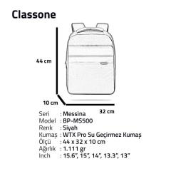 CLASSONE BP-MS500 Messina 15.6 Laptop Sırt Çantas-Siyah