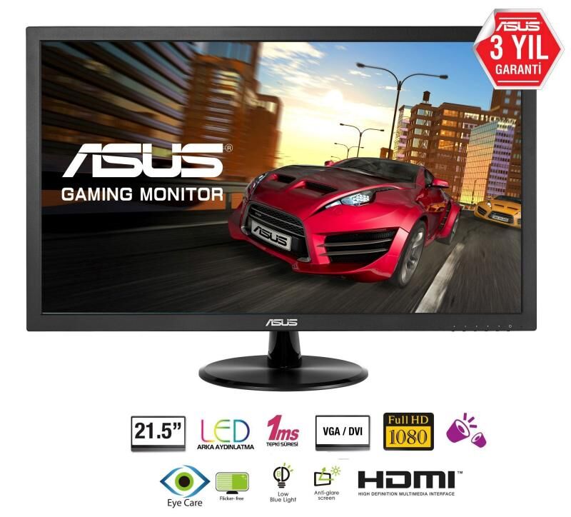ASUS 21.5''FHD 1920x1080 1ms VGA,HDMI EyeCare Siyah LED Monitör VP228HE