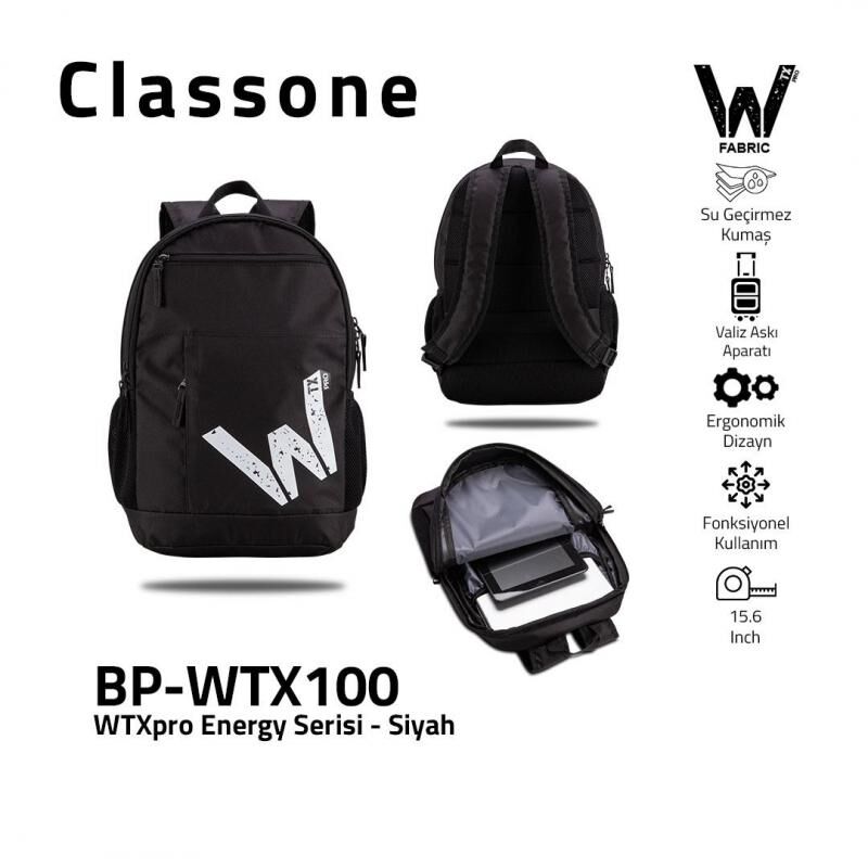 CLASSONE BP-WTX100 WTXpro Serisi15.6'' Laptop Notebook Sırt Çantası Siyah